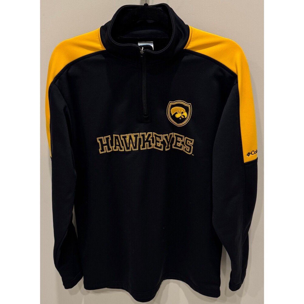 Iowa Hawkeyes - Columbia 1/4 Zip Pullover - Men's Size Large - Black / Yellow
